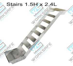 Stairs Aluminium 1.5m rise x 2.4m run x 0.6m wide
