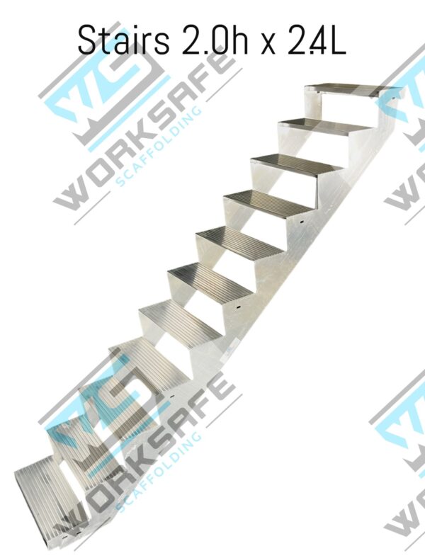 Stairs Aluminium 2.0m rise x 2.4m run x 0.6m wide