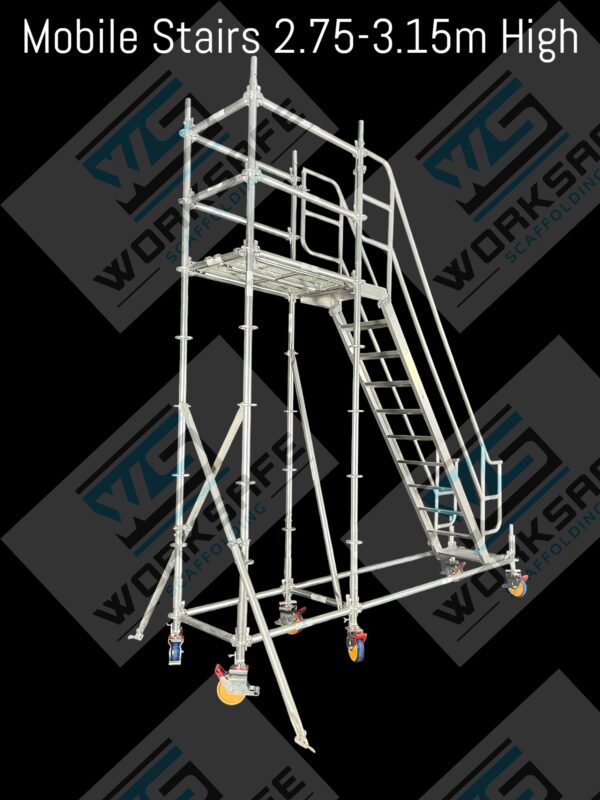 Mobile Stairs 2.9-3.3m High with Platform - Image 2