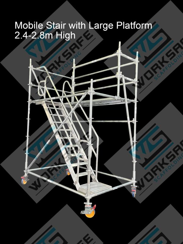 Mobile Stairs 2.4-2.8m High with Large Platform - Image 3