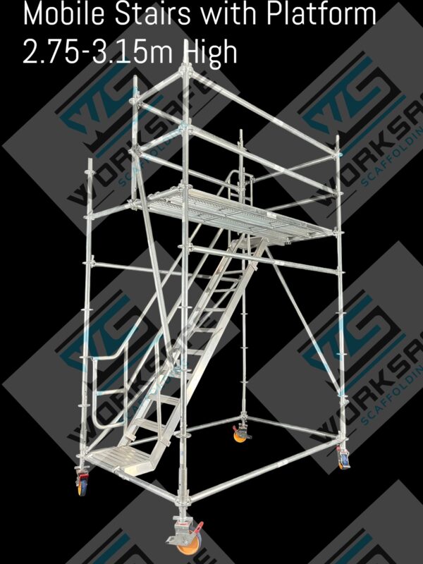 Mobile Stairs 2.9-3.3m High with Large Platform - Image 3