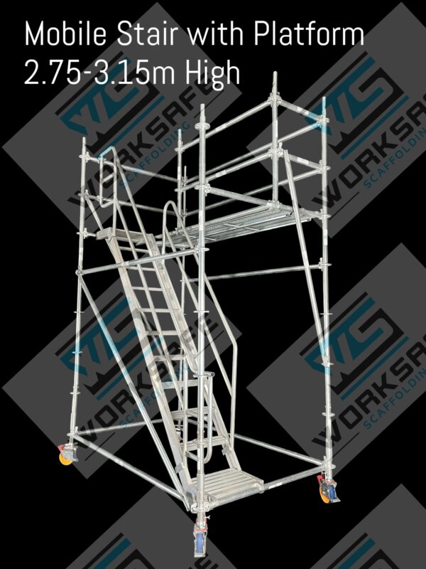 Mobile Stairs 2.9-3.3m High with Large Platform - Image 2