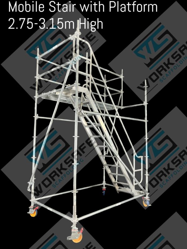 Mobile Stairs 2.9-3.3m High with Large Platform - Image 4