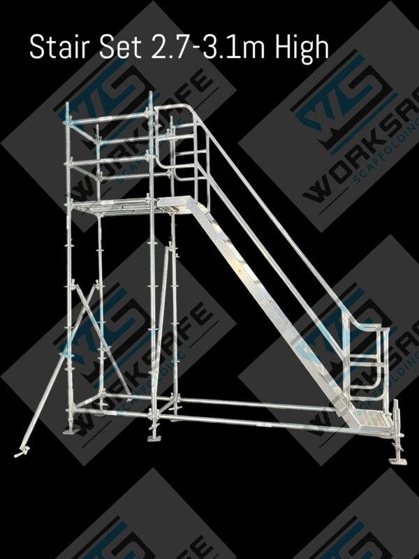 Stairs set 2.7-3.1m High with Platform - Image 2