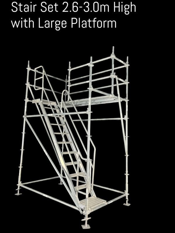 Stairs Set 2.7-3.1m High with Large Platform - Image 6