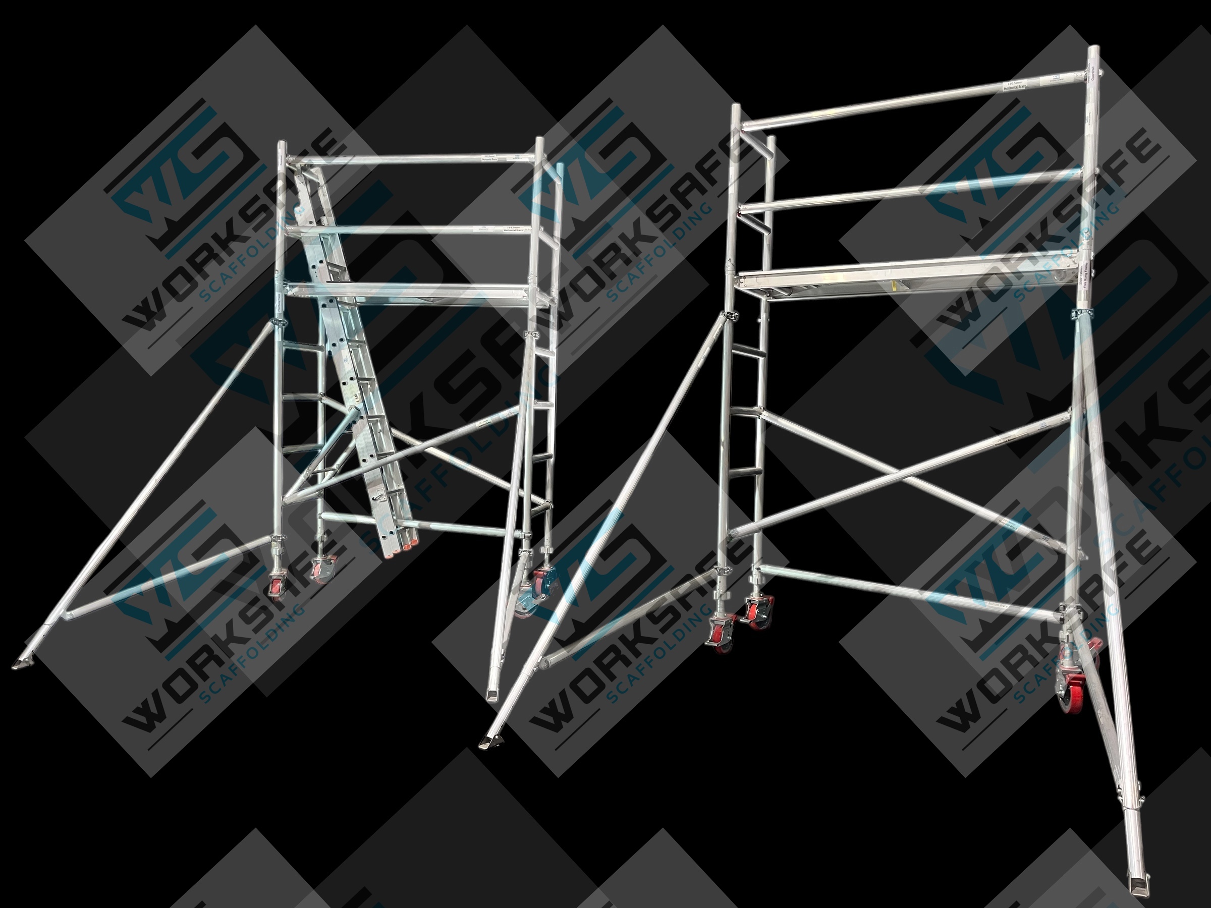 Aluminium Tower 2.0l x 0.73w x 5.7m High/ 2 x Towers 3.7m