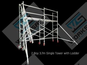 Aluminium Tower 2.0l x 0.73w x 5.7m High/ 2 x bays 3.7m